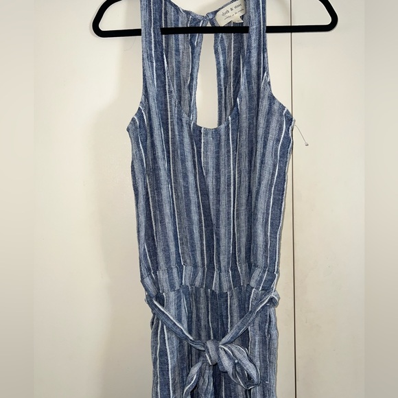 NWOT Cloth & Stone for Anthropologie Blue White Linen Stripe Jumpsuit Small S - Picture 2 of 4